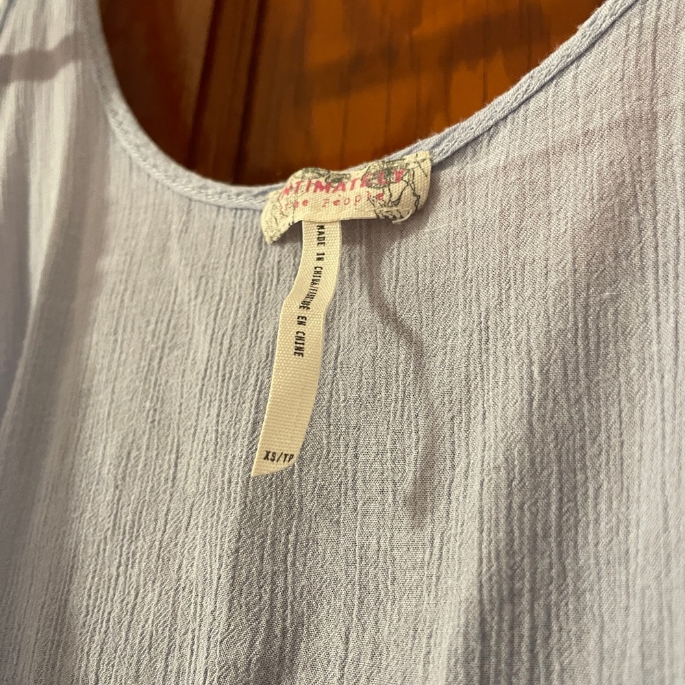 Baby Blue Flowey Frayed Hem Tank - Picture 3 of 3